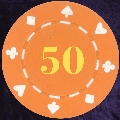 Orange Card Suit chip 11.5gm Numbered 50