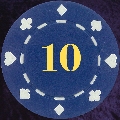 Dark Blue Card Suit chip 11.5gm Numbered 10