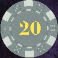 Grey Dice Chip Numbered 20