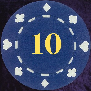 Blue Card Suit chip 11.5gm Numbered 10 Photo