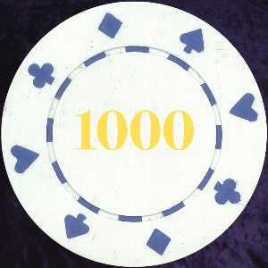 White Card Suit chip 11.5gm Numbered 1000 Photo