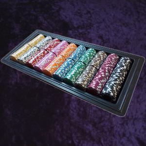 500 Colour Dice Chips for Roulette in Black Tray Photo