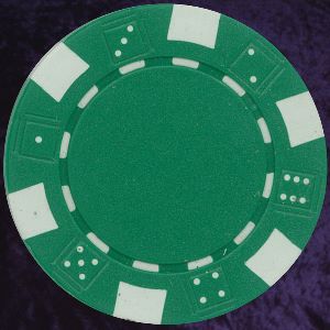 Green six tab dice design heavy chip 11.5gm Photo
